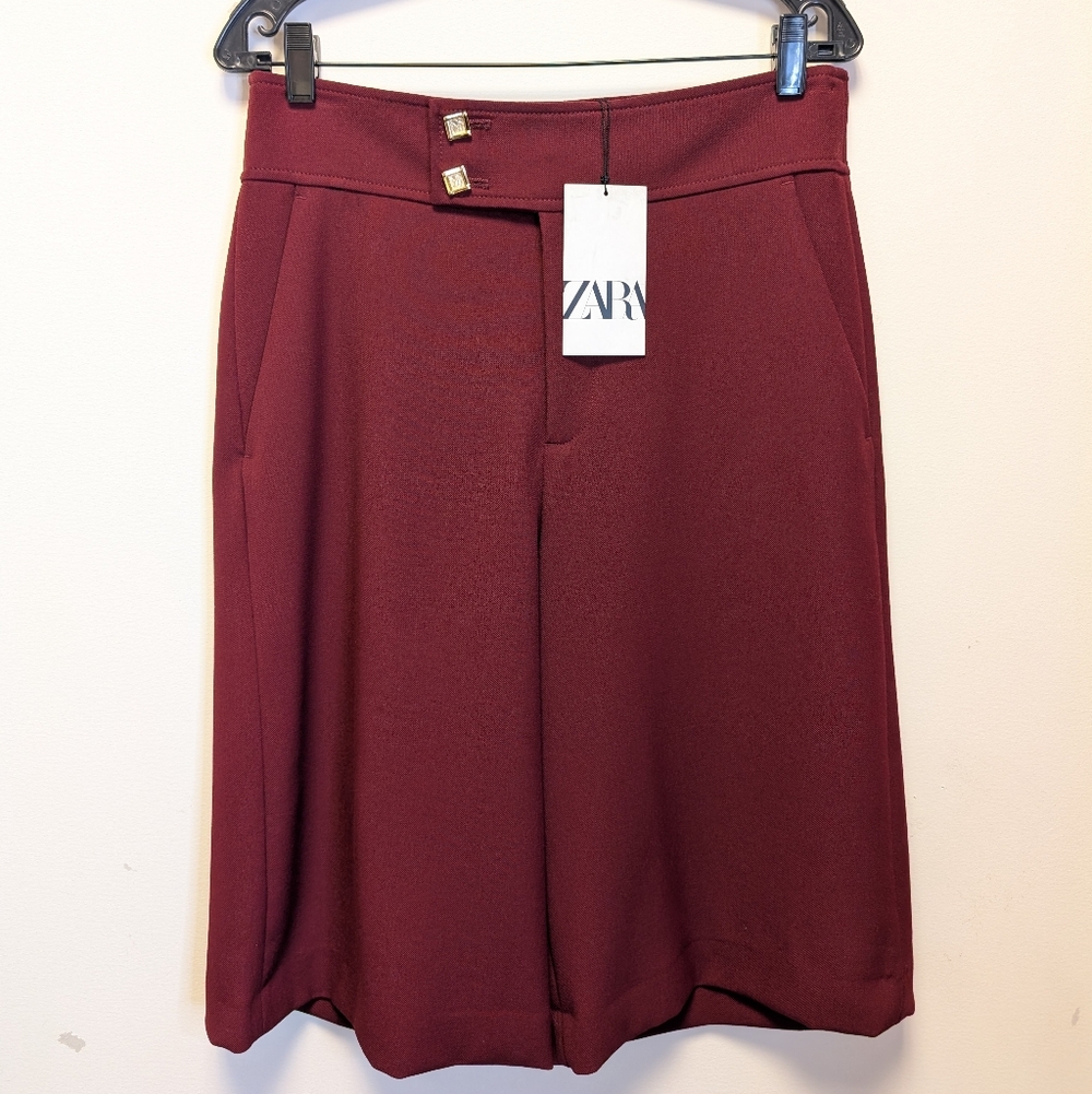 Women's Burgundy Tailored Bermuda Shorts